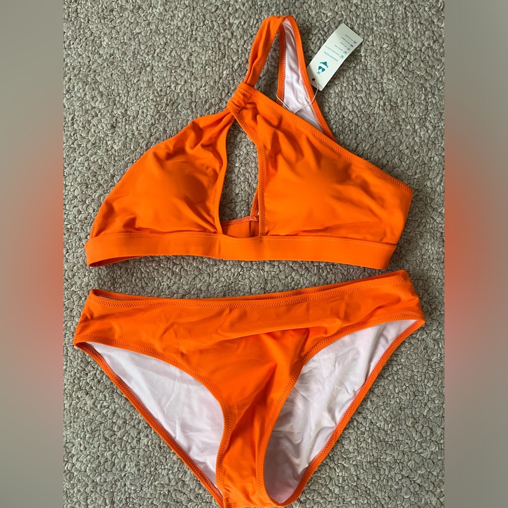 Beachsissi Orange Bikini XL One Shoulder Cutout Bikini NWT